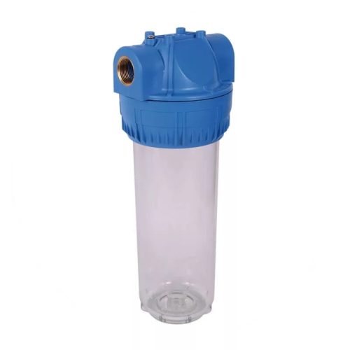 Aquafilter 10″-os 3 részes szűrőház 3/4″ csatlakozással átlátszó házzal – új típus
