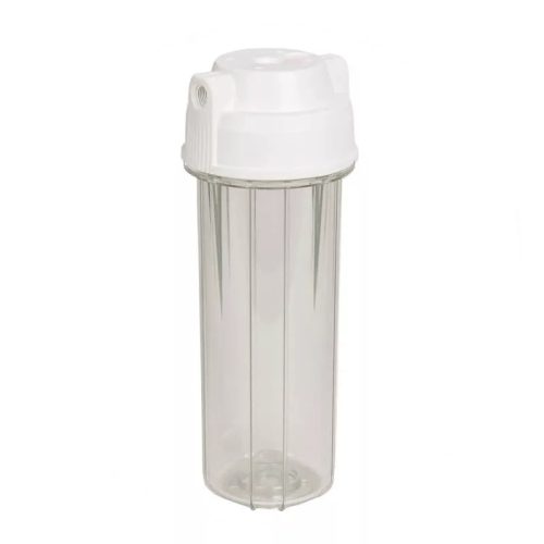 Aquafilter 10″-os Szűrőház átlátszó, dupla „O” gyűrűs, 1/4″ csatlakozással
